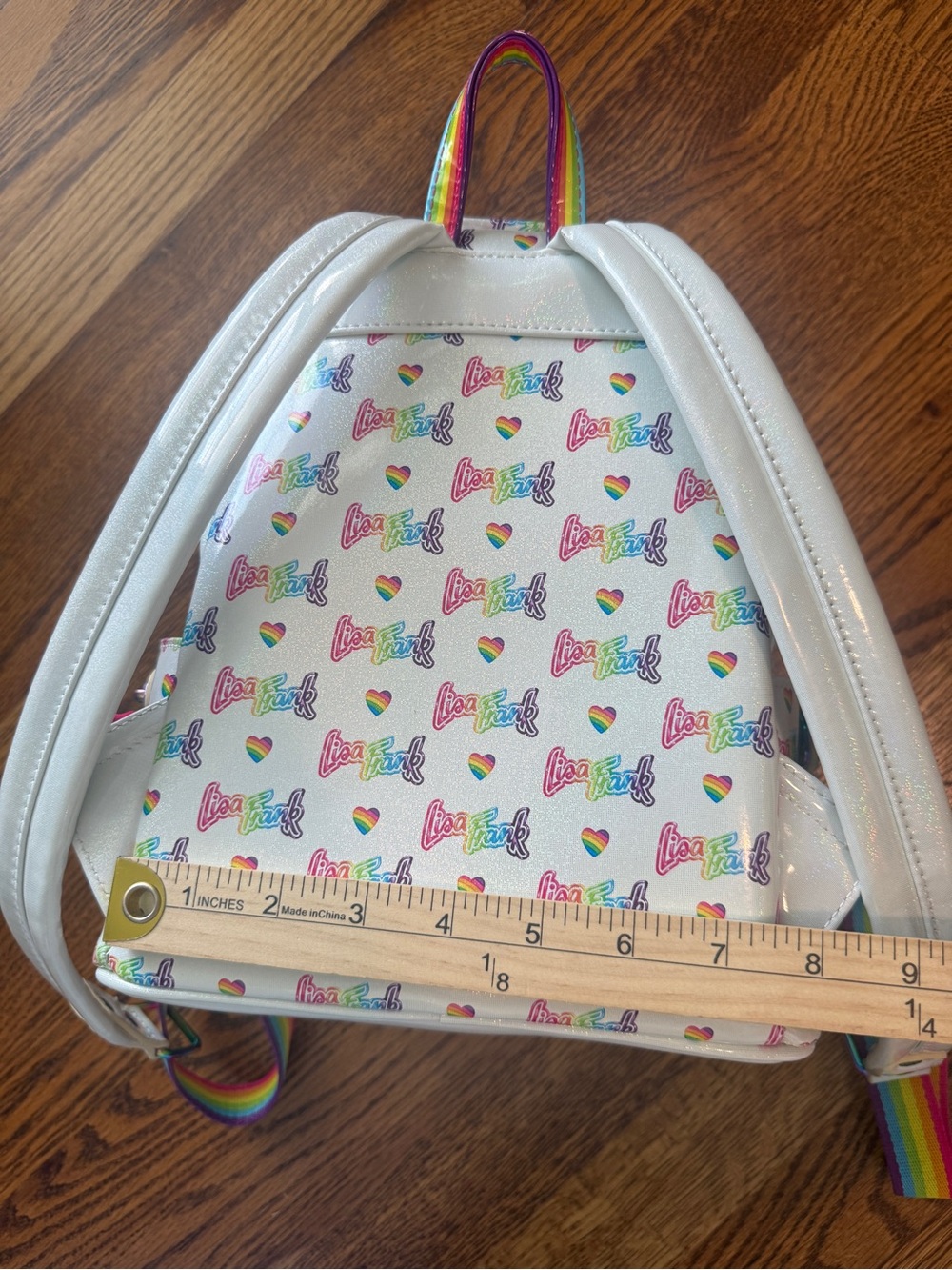 Loungefly x Lisa Frank Logo Heart Mini Backpack w/ Detachable Heart Waist Bag - Picture 16 of 16